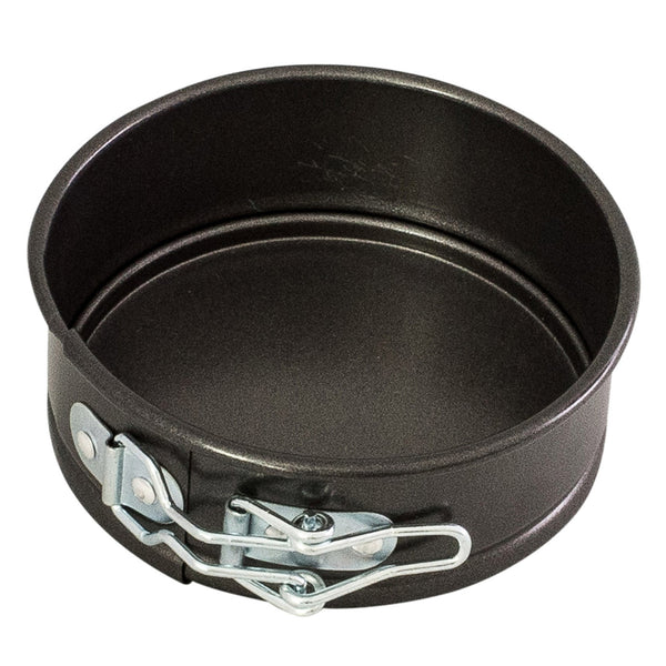 Round non-stick springform cake pan with latch, dark grey interior, 11 cm