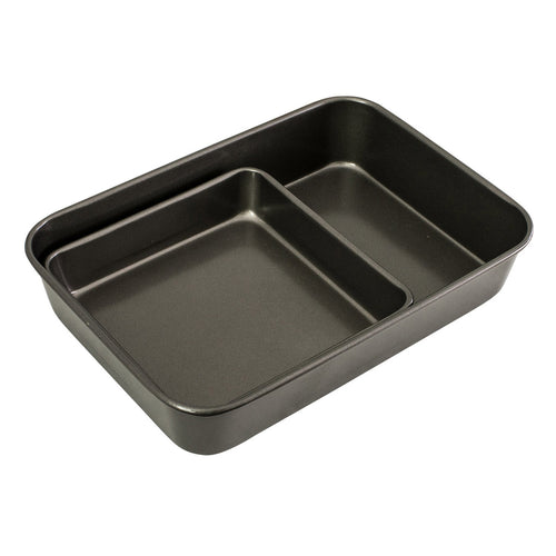 Non-stick bakeware twin pack: black roasting pan with square insert