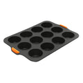 Silicone 12 Cup Muffin Pan, 35.5 x 24.5cm (6.5 x 3.5cm) - Grey