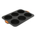 Silicone 6 Cup Large Muffin Pan, 35.5 x 24.5cm (9 x 4.5cm) - Grey