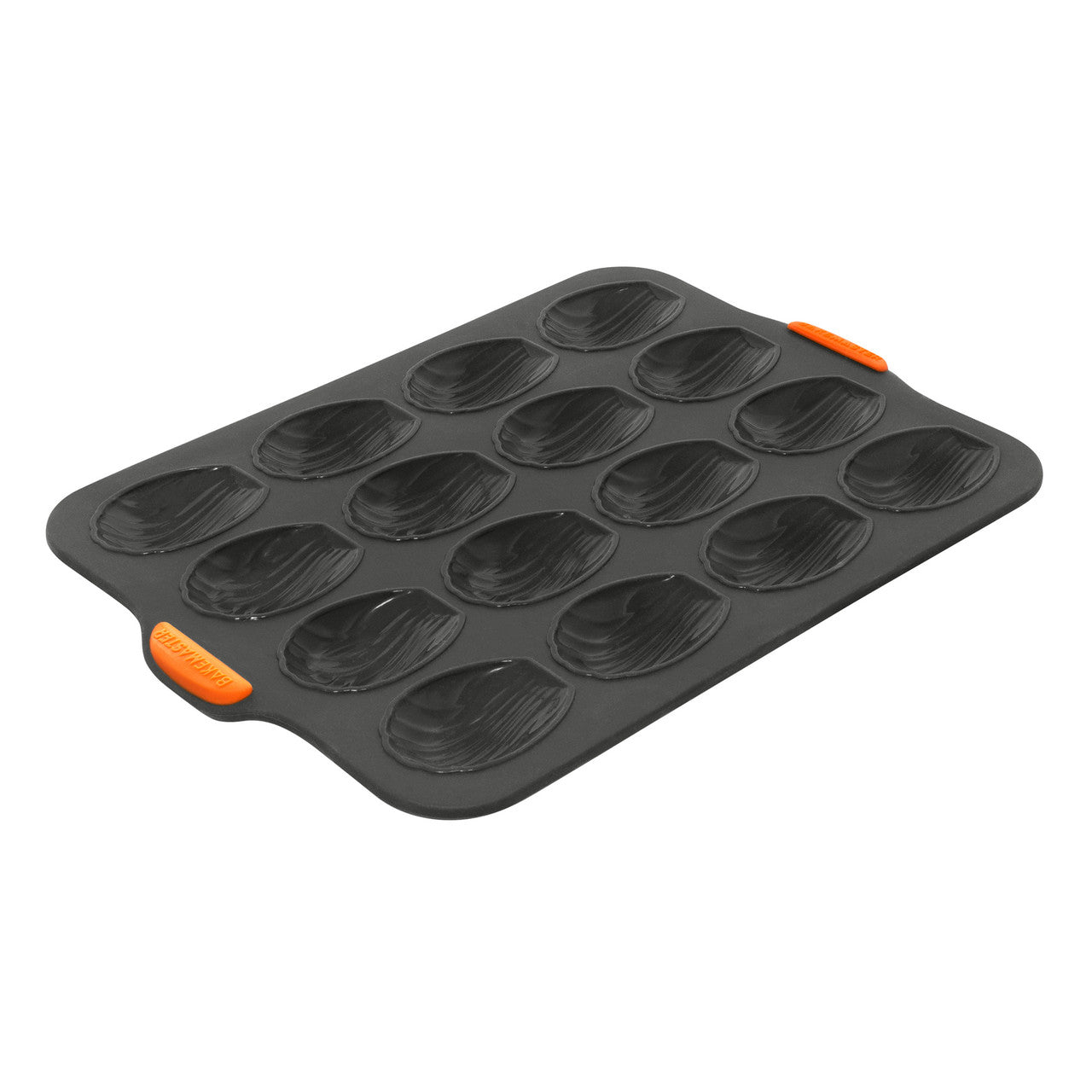 Silicone 16 Cup Madeleine Pan, 35.5 x 24.5 x 2cm (6.5 x 4.5cm) - Grey