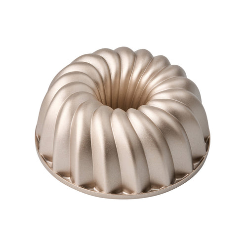 Silver fluted ring cake pan mold with center hole