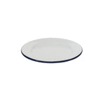 Enamel side plate 21cm, white with navy-blue rim