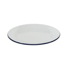 Enamel entrée plate 25 cm, glossy white interior with dark blue rim